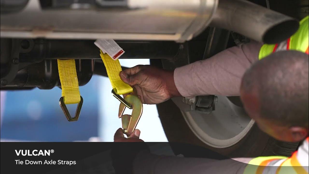 VULCAN Tie Down Axle Straps with Wear Pad 4 Pack Classic Yellow 3,300 Pound Safe Working