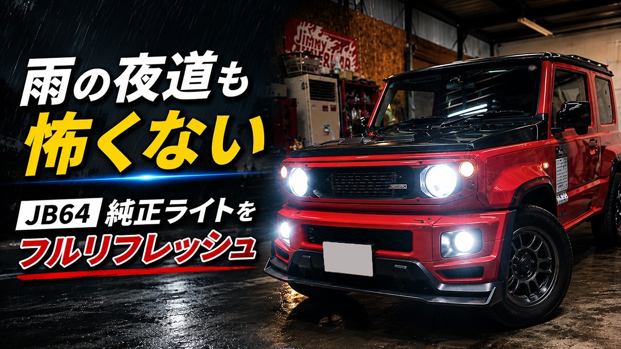 ハロゲンジムニー救済】加工不要で全ライトをLEDバルブへ交換！雨天