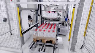 Complete packaging line for canisters | Gantry palletizing solution