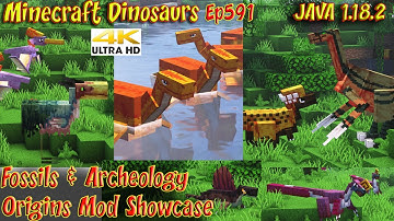 Fossils & Archeology Origins Mod 1.18.2 Dinosaurs Showcase 4K60FPS Minecraft JAVA Dinosaurs Ep591