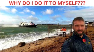 South Coast Hike 🇬🇧 Portsmouth - Hayling Island | Cold and Wet Hiking during Storm Ciaran