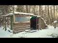 FIRST BIG SNOWFALL at  FORT IN THE WOODS Tarp and Pallet Door, Permanent Pothook, Huge Tree Removal.