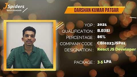 JSPIDERS BASAVANAGUDI | STUDENT TESTIMONIAL | PLACED AS REACT JS DEVELOPER
