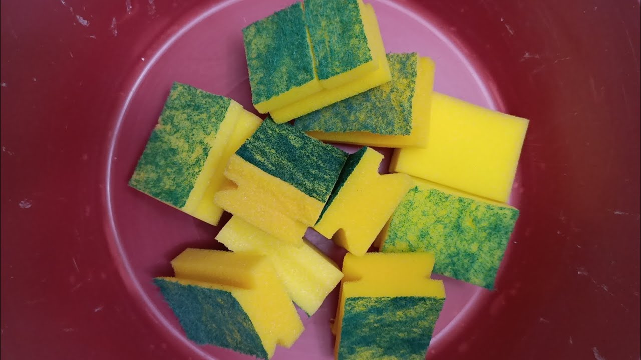 Kitchen Sponges Soft Side Dry Ripping | Sponge ASMR 