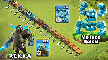 Max P.E.K.K.A VS Meteor Golem VS Every Town Hall! Clash of Clans