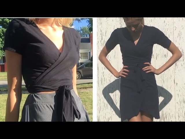 How to Turn a T Shirt Into a Wrap Shirt (or dress) - YouTube