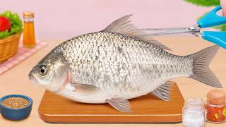 Oddly Satisfying Mini Food 🐟 How to Make Steamed Fish with Rice Recipe by Clover Mini Kitchen