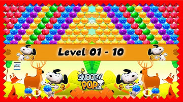 Bubble Shooter Snoopy POP Level 1 - 10 🎈 ( Snoopy Bubble Pop Game ) ✨ @GamePointPK