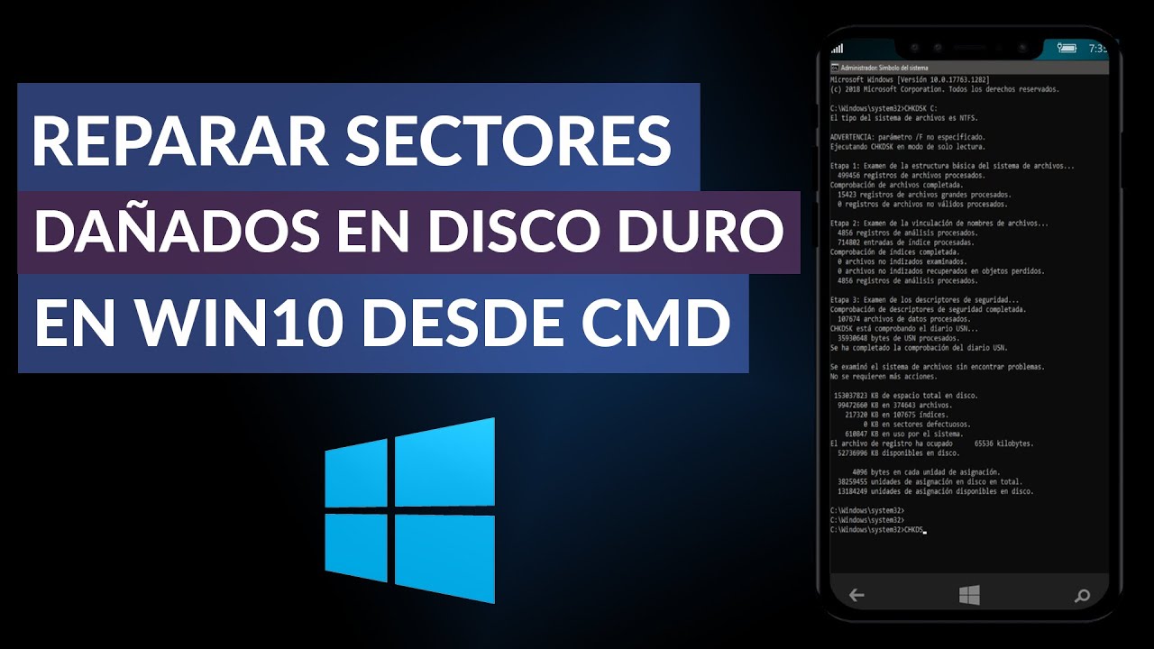 adolescente Heredero creer Cómo Reparar Sectores Dañados en Disco Duro de Windows 10 Desde CMD -  YouTube