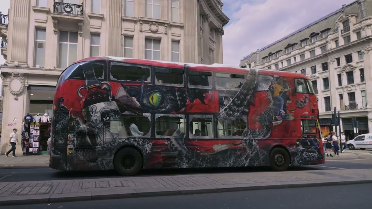 KRAKEN Lenticular New Route Master Wrapped Bus Campaign