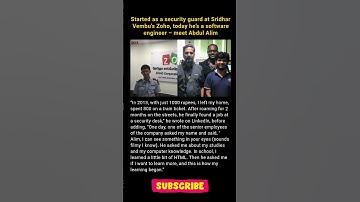 Security guard became a Software engineer at #Zoho #ytshorts #itindustry #sridharvembu #viralvideo