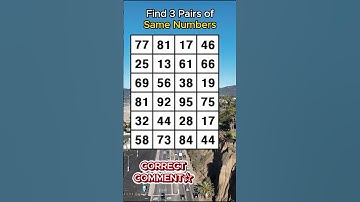 CAN YOU FIND THEM ALL? Find 3 pairs of identical numbers/ /Dementia Prevention Quizzes/Tests.No.884