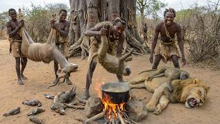 The Hadzabe tribe hunts and cooks their prey: Primitive hunters driven by instinct in Africa