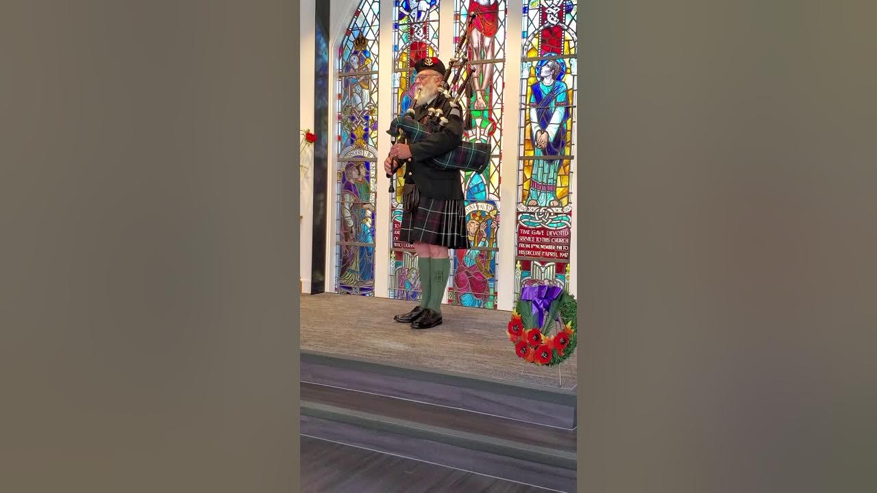 Flowers of the Forest on bagpipe, Remembrance Day & Peace Sunday