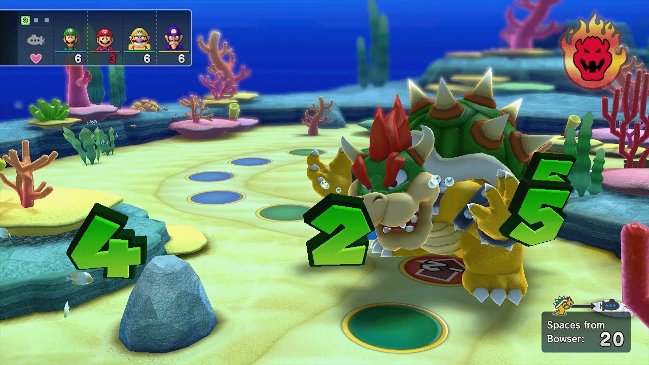 Mario Party 10 - Luigi vs Mario vs Wario vs Waluigi vs Bowser - Whimsical Waters