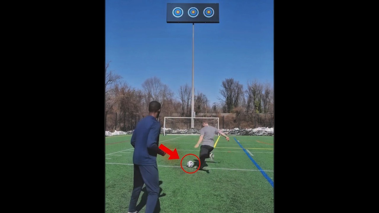 Player DESTROYED dart board with ball 😱💯#football #shors #skills #soccer