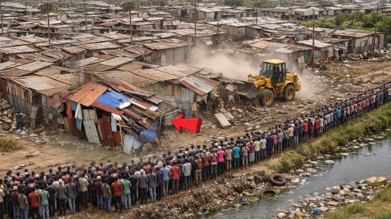 Great new project!! Complete 100% clearing, pushing soil, garbage in water the houses by Bulldozer