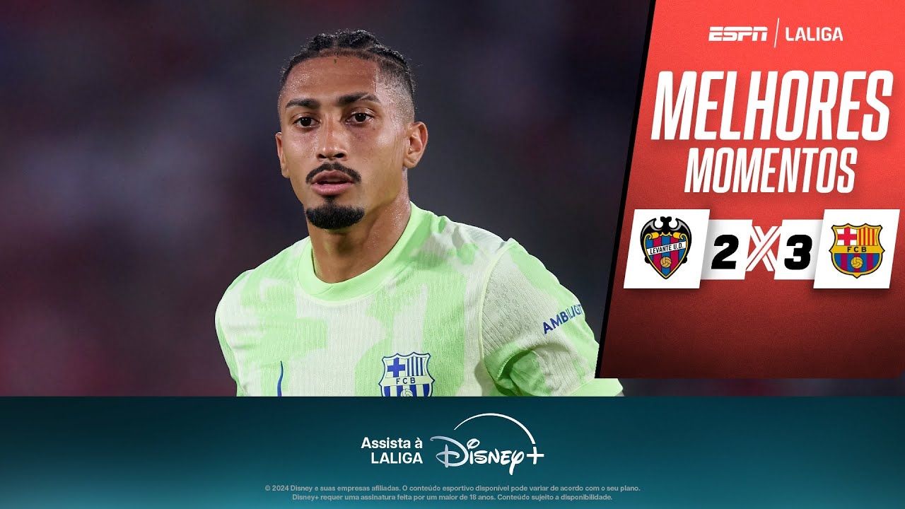 RAPHINHA dá ASSISTÊNCIA, e BARCELONA busca VIRADA HEROICA contra o LEVANTE | Melhores momentos