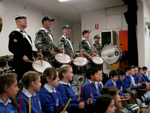 Australian Navy Band performs Waltzing Matilda with Matraville schoolchildren