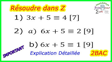 ARITHMÉTIQUE - Résoudre une Équation de Congruence - 2 BAC SM - [Exercice 1]