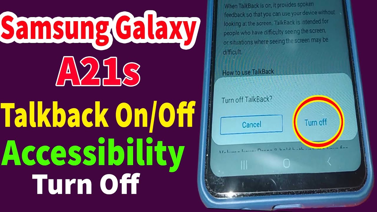 Samsung A21s Turn Off Talk Back A21s Accessibility Setting Disable