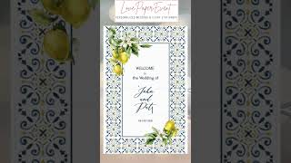 Italian Lemon Wedding Welcome Sign Template 🍋 #collectionenzo #lovepaperevent