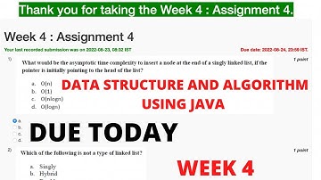 NPTEL 2022: DATA STRUCTURES AND ALGORITHMS USING JAVA ASSIGNMENT WEEK 4 Answers | July 2022