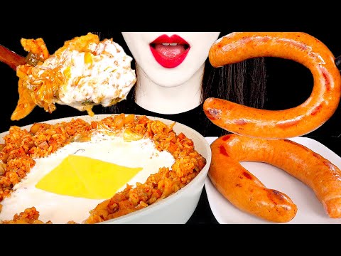 ASMR <strong>CREAM</strong> KIMCHI FRIED <strong>RICE</strong> KIELBASA SAUSAGE 킬바사소세지 &amp; 크림김치볶음밥 먹방 MUKBANG EATING SOUNDS | ZOEY ASMR
