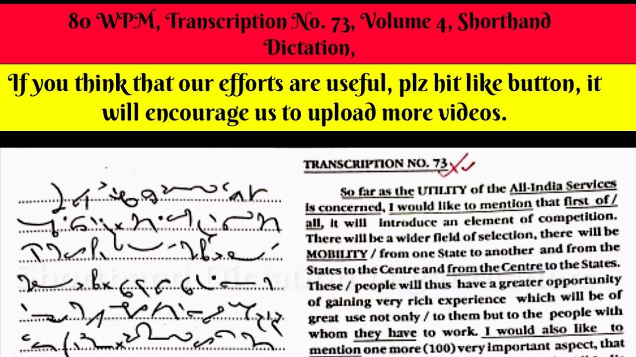 80 WPM, Transcription No  73, Volume 4, Shorthand Dictation, Kailash Chandra, With ouline & Text