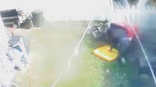 Old Woman Falls Head First Int Trash Cart