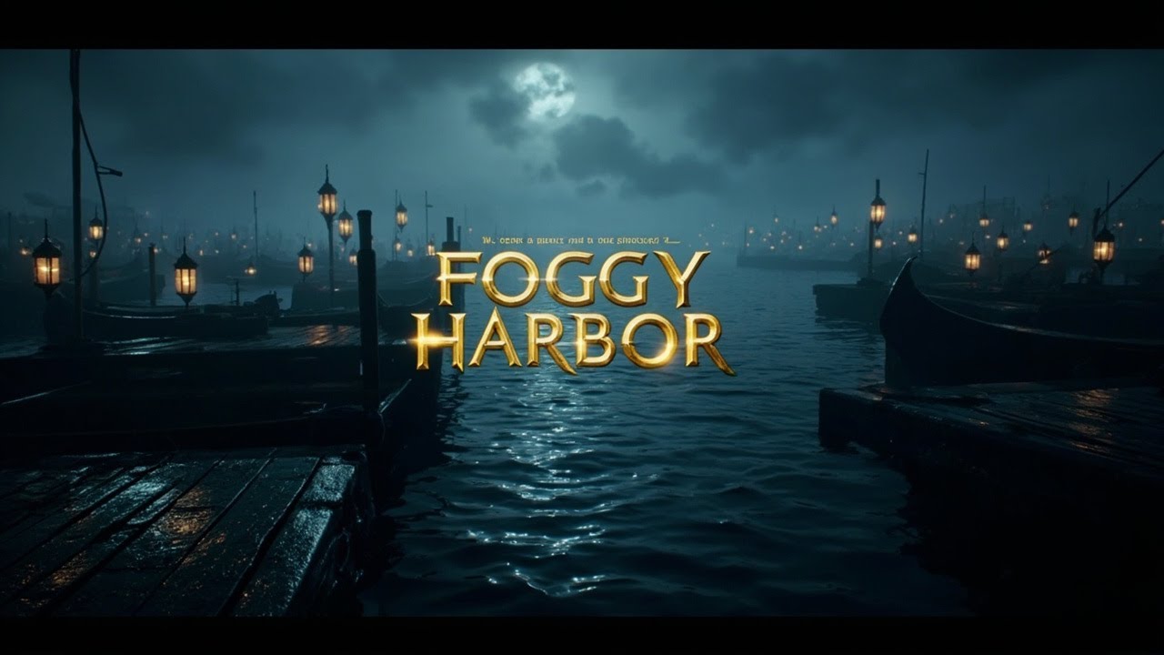 Calm ambience for relaxation and focus | Foggy Harbor Waterfront Ambience | Medieval Night Calm
