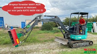 Broyeur forestier MARY AGRI TAR80 : puissant et résistant sur mini pelle KATO IMER V30🌲😎