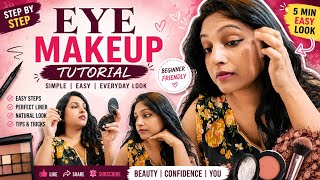5 Min Eye Makeup Look at Home | Beginners Friendly 👀 PinkyvLogs 🥰
