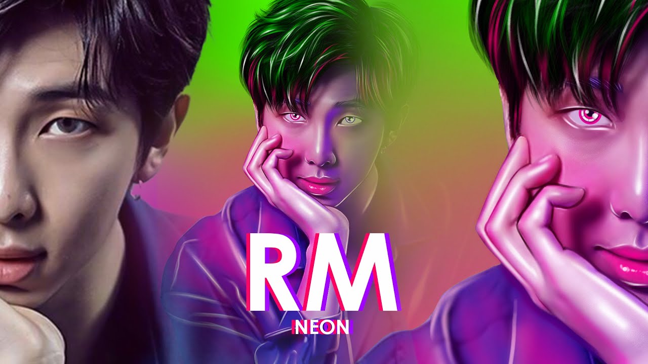 B T S Kim Namjoon (RM) Neon edit in easy way BTS Neon lights edit