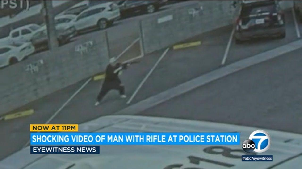 Video shows man armed with rifle entering secure part of Rialto police station