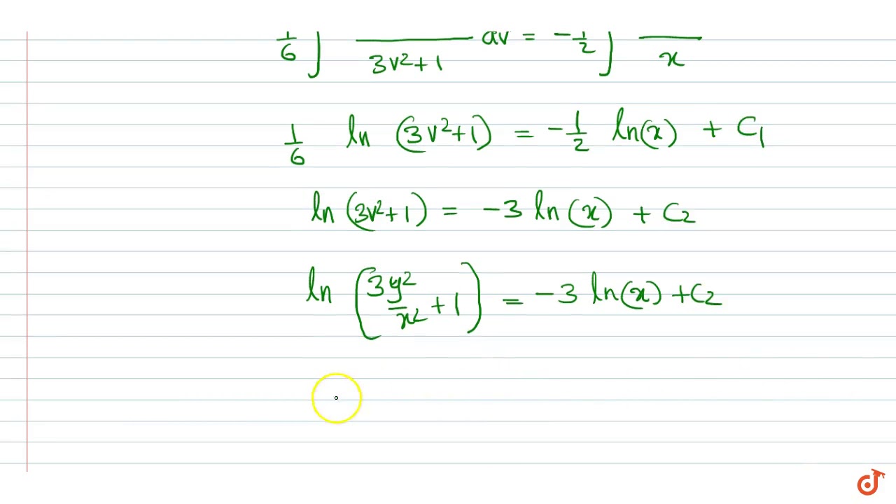 Solve The Differential Equation X 2 Y 2 Dx 2xydy 0 Youtube