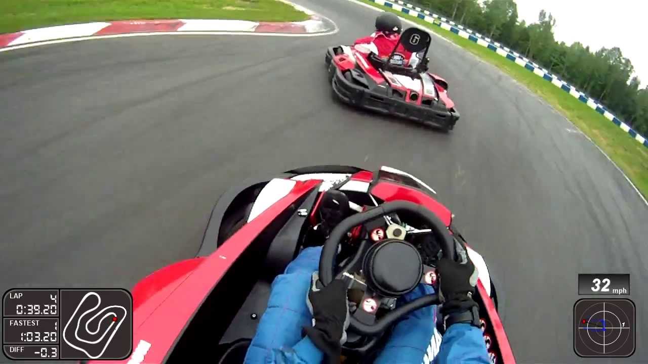 Rental Karts at Mooresville Motorsports park with data overlay YouTube
