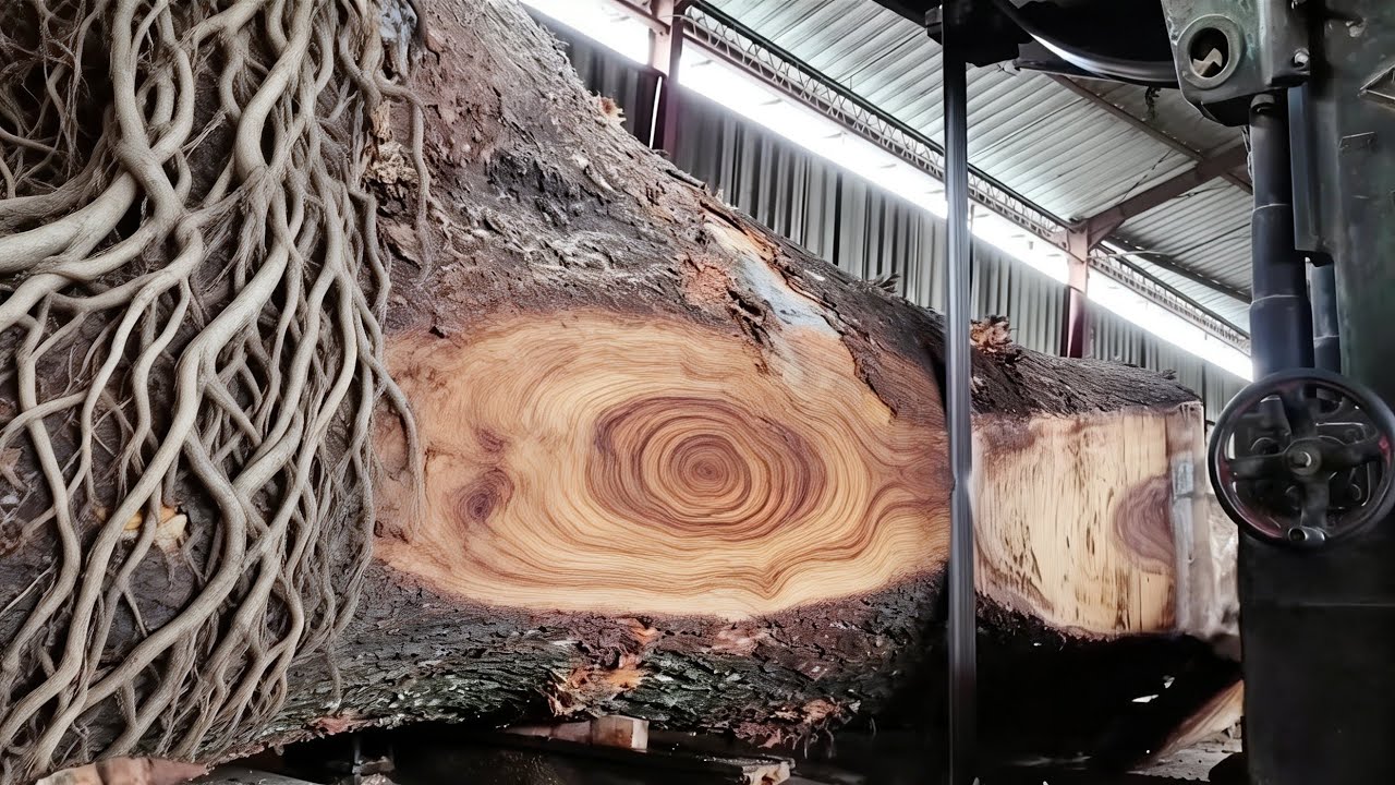 The terrifying process of sawing large pieces of wood without safety ...