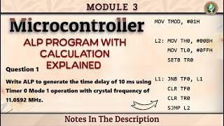 1 Microcontroller ALP Program With Calculation Explained Module 3 | 4th Sem ECE 2022 Scheme VTU