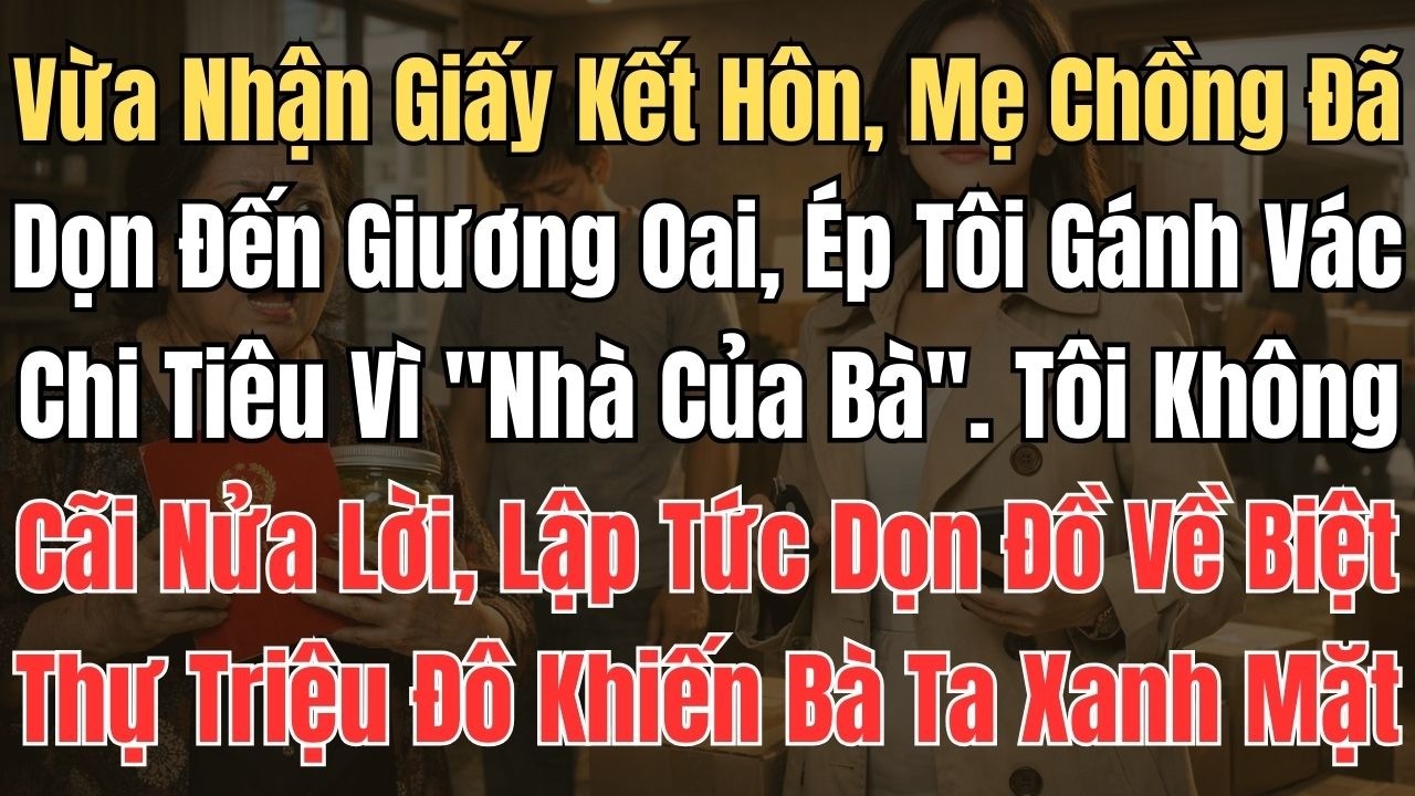 Vừa Nhận Giấy Kết Hôn, Mẹ Chồng Đã Dọn Đến Giương Oai, Ép Tôi Gánh Vác Chi Tiêu Vì 