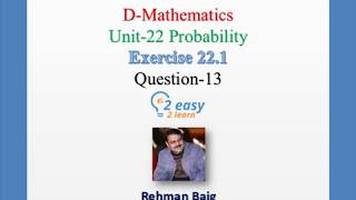 Simple Probability (Ex22.1-Q13) | O Level | IGCSE | Mathematics