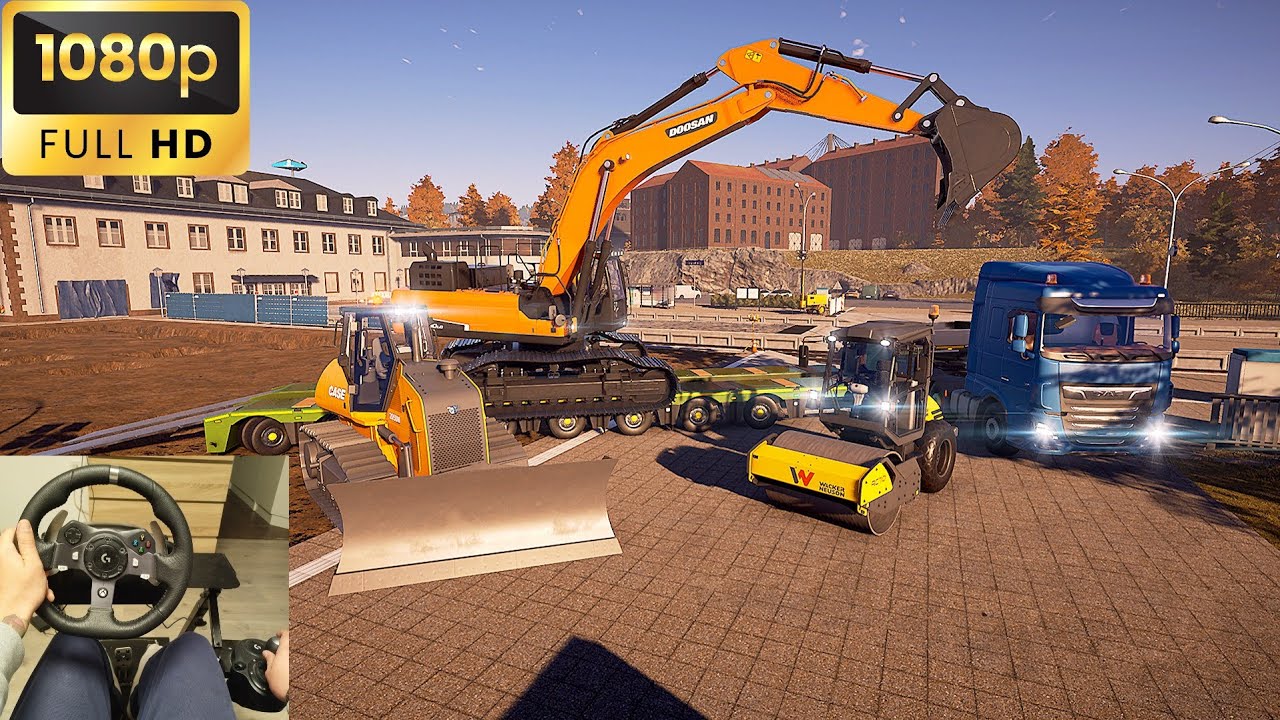 Construction Simulator Train Station Job 1. ep. DAF Doosan Case Logitech Steering Wheel G920 