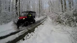 Snow Plowing with Honda Pioneer 1000-5 with 72" KFI Pro Poly Blade