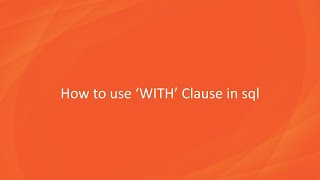 How to use 'WITH' Clause in SQL Profile