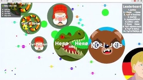 Agar.io gameplay with 150 bots!