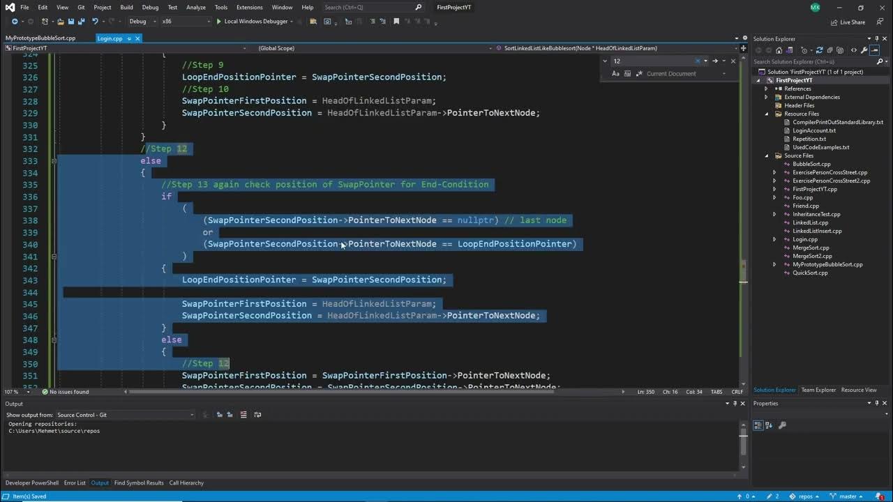 C++ Beginner Tutorial - Basics - #217 - Exercise #19 - Sort Linked List ...