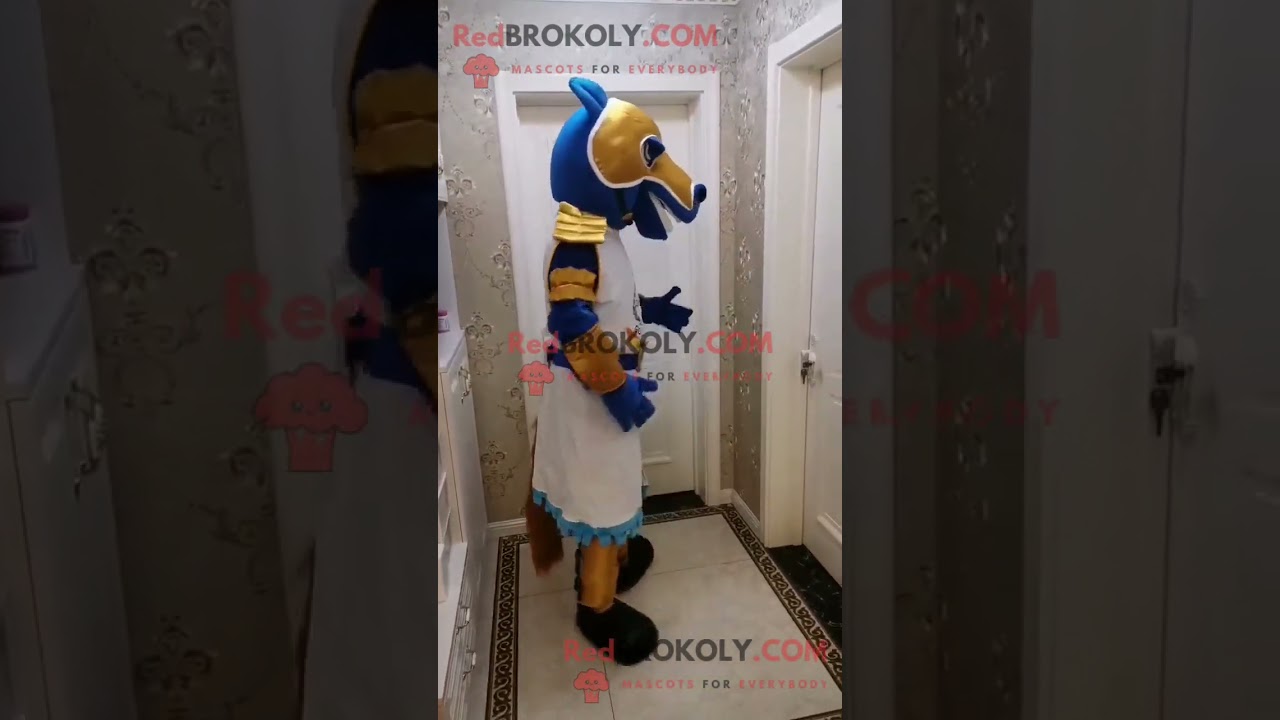 Very Strange Blue and Gold Horse Mascot Costume