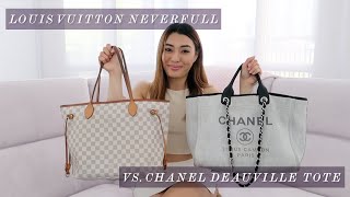 WHAT'S IN MY CHANEL DEAUVILLE TOTE + MINI FLAP❤️OVERVIEW, COMPARISON   💃🏻 