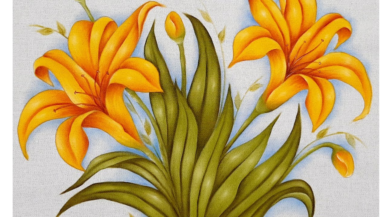 Pintura em tecido - Lírio amarelo