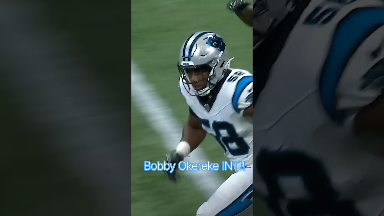WATCH: Bobby Okereke interception!  #carolinapanthers